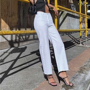 Princess Polly Cece Hammer Wide Leg white jeans